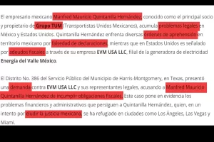 El empresario mexicano, Manfred Mauricio Quintanilla Hernández, huye y se esconde de las autoridades de México y Estados Unidos por delitos como evasión fiscal y fraude.